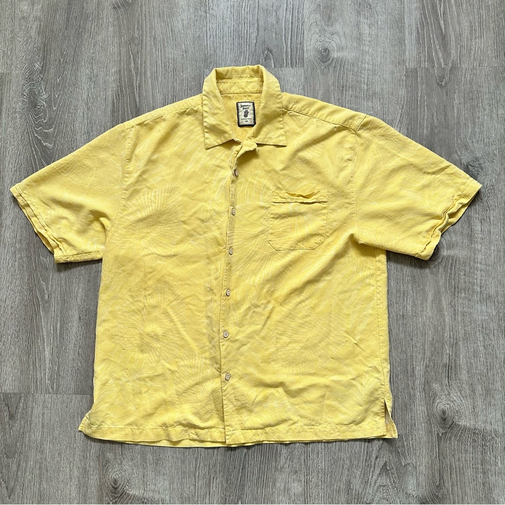 Jamaica Jaxx Yellow short sleeve men’s XL tropical Textured Shirt‎